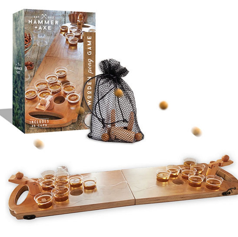 Hammer+Axe Wooden Beer Pong Table Game